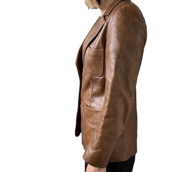 Vintage Womens Surrey Classics of Canada Brown Leather Blazer Jacket Sz M - Picture 5 of 8